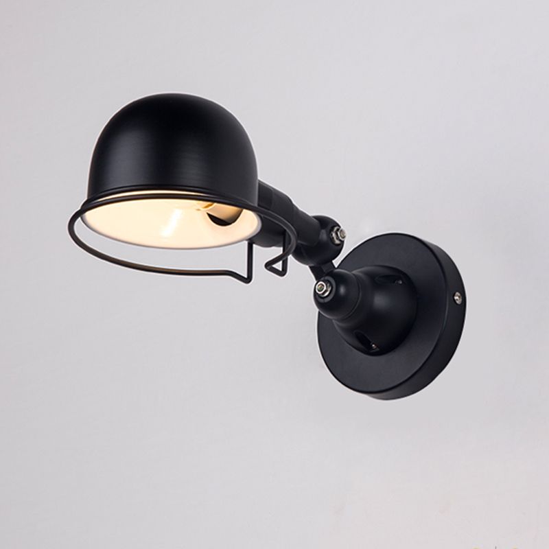 Industriestil Schwung Arm Wandlampe 1 Kopf Metall Wandleuchte mit Kuppelschatten in Schwarz