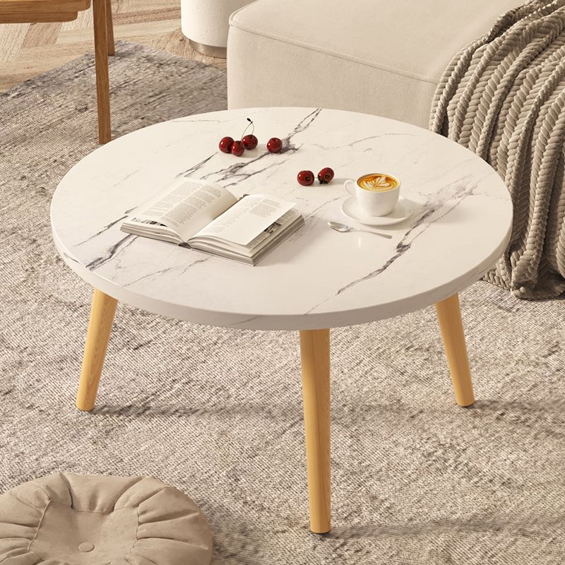 Modern Style Pine Material Wooden Craft Top Round Coffee Table