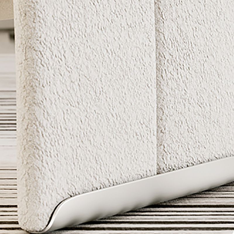 White Wool Accent Armchair with Sled Base and Tight Back in Solid Wood