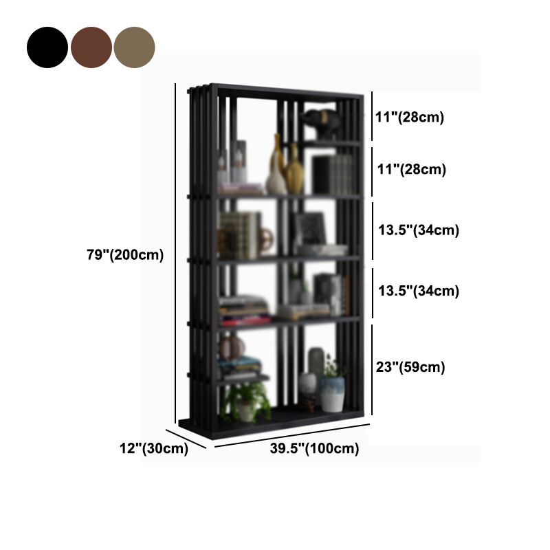 Industrial Style Bookshelf Open Shelf Vertical Metal Shelf with Rectangular Shelves