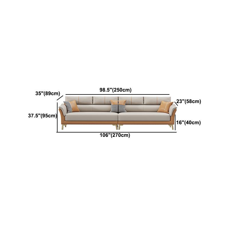 Faux Leather Stain Resistant Watertight Flared Arm Modern Sofa Couch