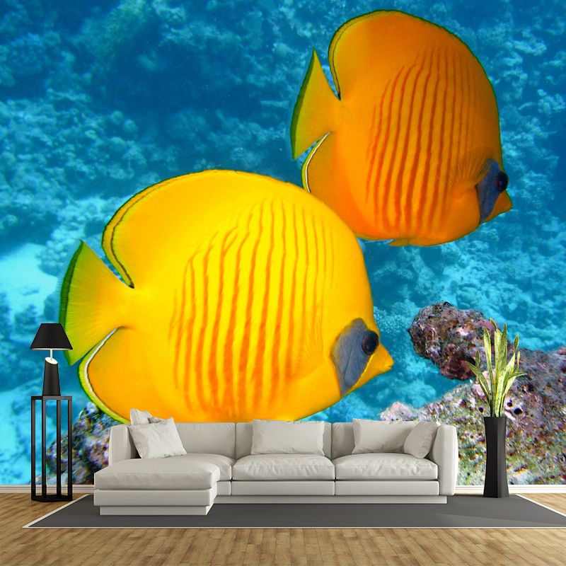 Tropical Seabed Mural Stain Resistant Wall Art for Dining Room Kitchen