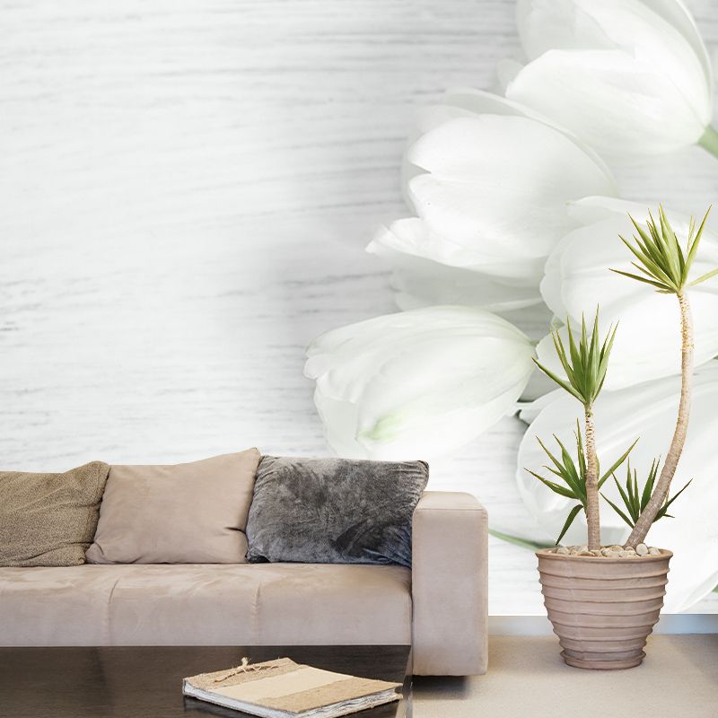 Tulip Wall Mural Decal for Living Room Flower Wall Decor, Customized Size Available