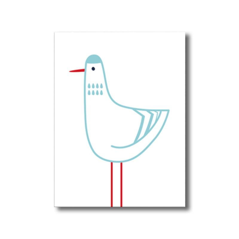 Children's Art Illustrated Pigeon Canvas White Textured Wall Decor for Kids Room