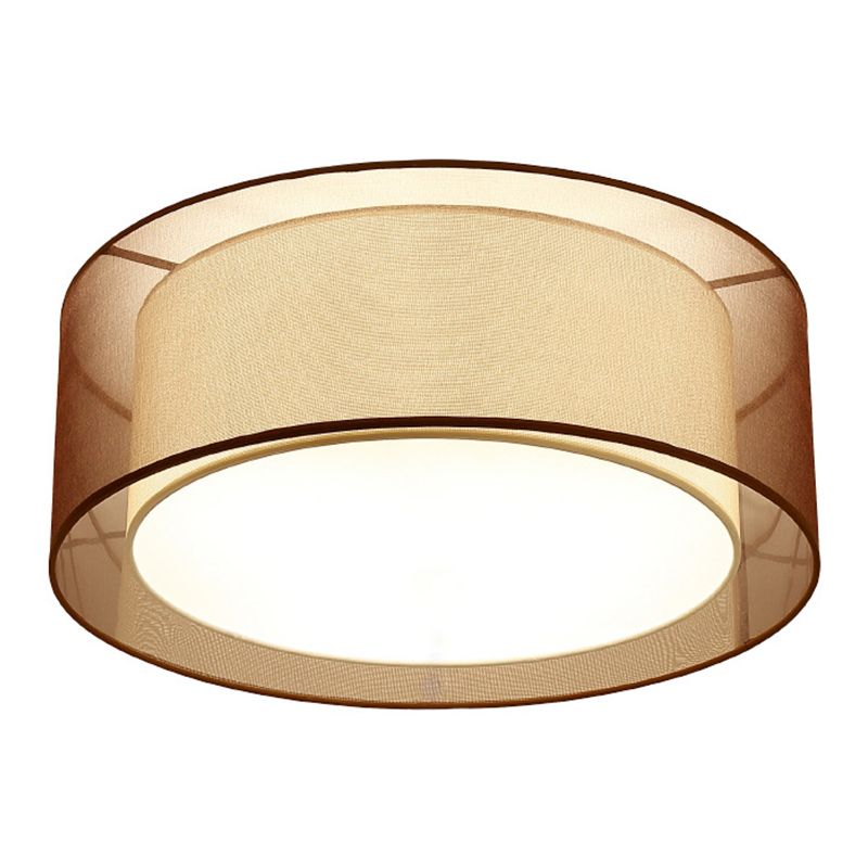 Minimalist Drum Flush Mount Lighting with Fabric 1 Light Flush Ceiling Lights