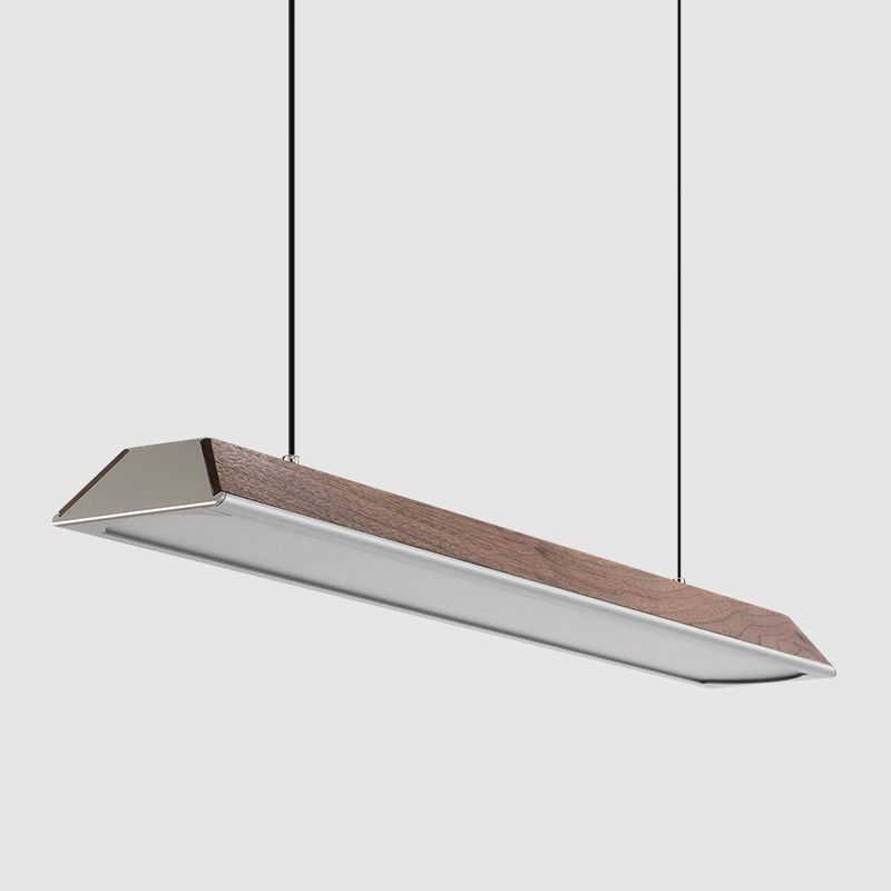 Modern 1-Light Island Light Linear Wood Island Chandelier Lights for Office