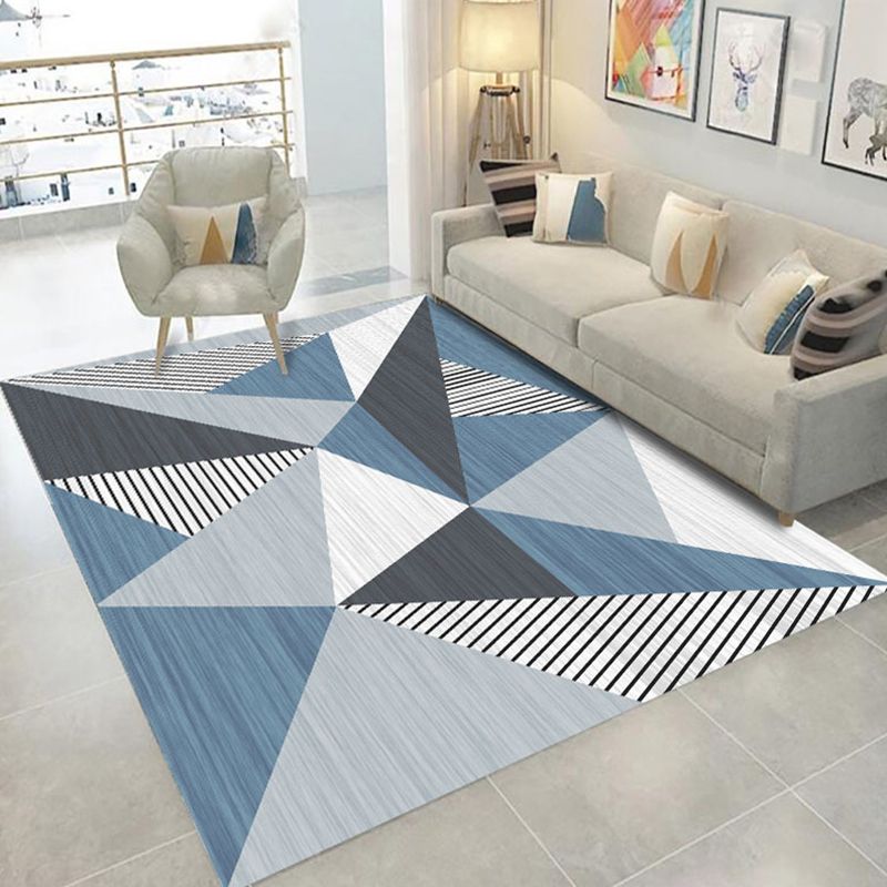 Simplicity Modern Rectangle Indoor Rug Trendy Triangle Pattern Carpet Polyester Non-Slip Backing Carpet for Home Decoration