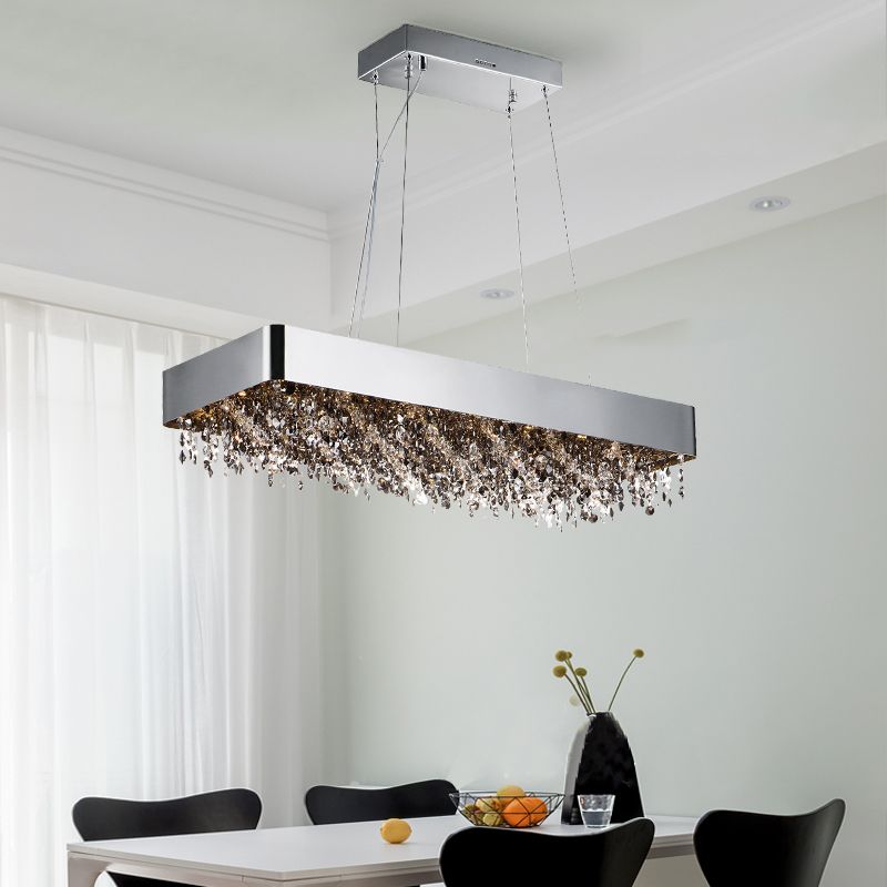 Ideas de iluminación de isla rectángulo de estilo contemporáneo Crystal Island Lights