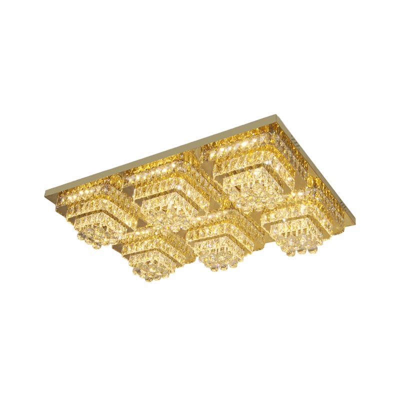 LED Tapered Flush Mount Fixture Contemporary Clear Crystal Shade Ceiling Lighting