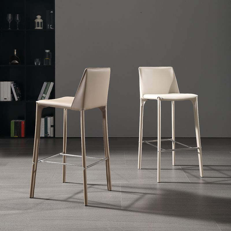 Contemporary 39" Height Backrest Counter High Stool with Leather Cushion