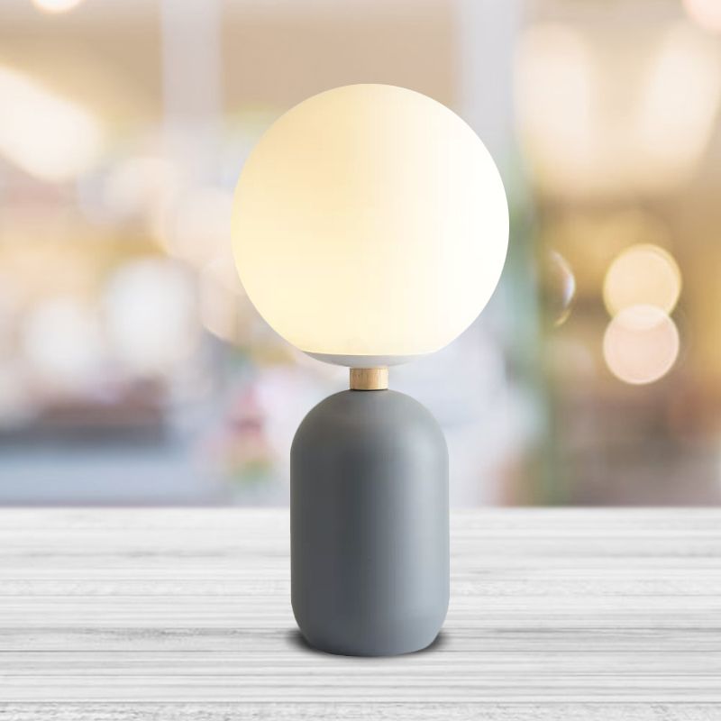 Lampe de table de nuit en verre blanc global nordique 1-bulb gris / blanc / rose lecture livre clair avec base de cylindre