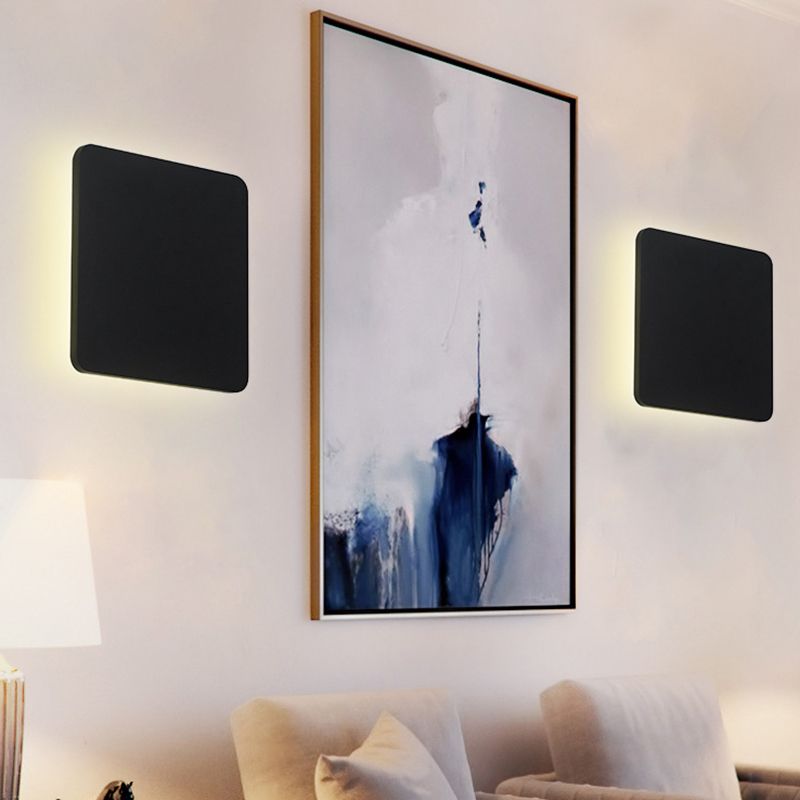 Simplicity Geometric Wall Sconce Metal 1 Light Wall Lighting Idea in Black