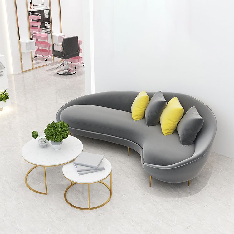 Contemporary Velvet Sloped Arms Sofa with Tight Back for Livingroom