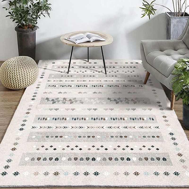 Bohemian Home Area Rug Multi Colored Print Rug Polypropylene Non-Slip Washable Stain Resistant Indoor Rug