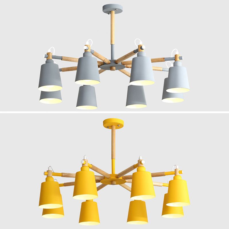 Contemporary Cone Chandelier Pendant Light Metallic Hanging Light Fixtures for Bedroom