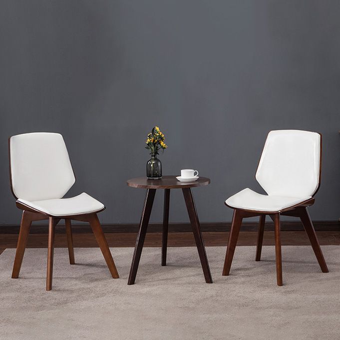 Home Contemporary Side Chair Solid Back Upholstered Wood Dining Room Chair