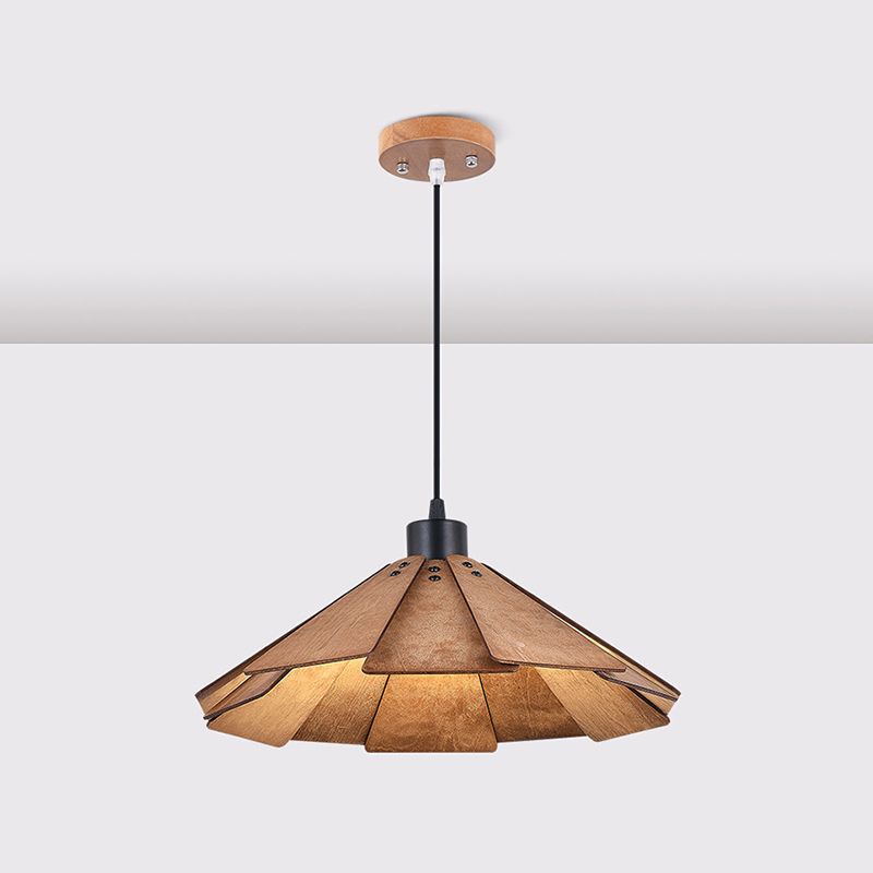 Côté à cône en bois Éclairage pendentif style moderne 1 lumière suspendue pour le salon