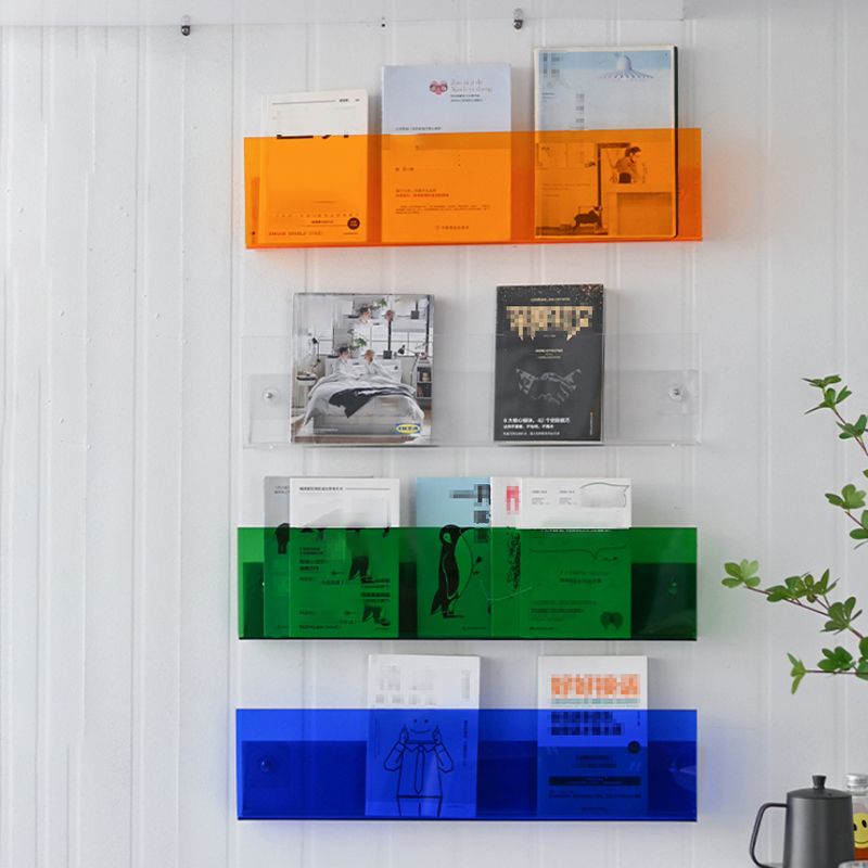 Acrylic Floating Bookcase Scandinavian Wall Mounted Book Shelf,5.7" H x 2" W