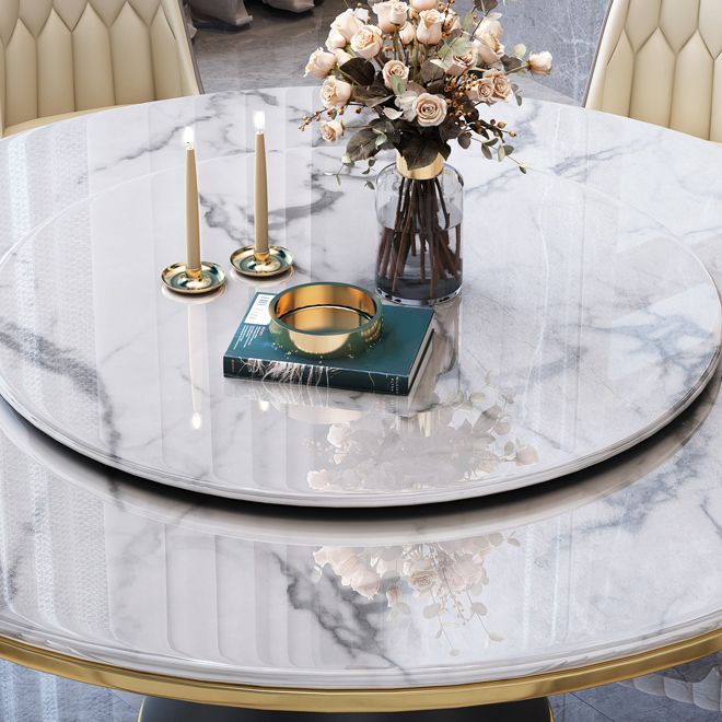 Metal Modern Style Round Dining Table Sintered Stone Table for Home Kitchen