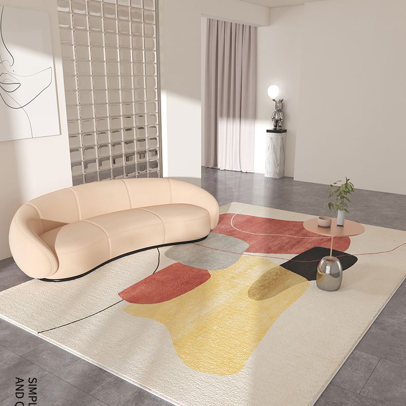 Moderner Farbblock-Teppich in Beige, Polyester-Teppich mit rutschfester Rückseite für die Inneneinrichtung