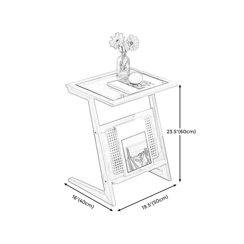 Living Room Rectangular Bamboo Side Table Natural/Brown One-Shelf End Table