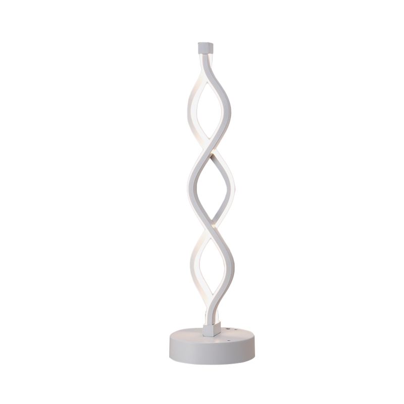 Minimalist Winding Iron Table Light LED Night Stand Lighting in White with Recessed Diffuser