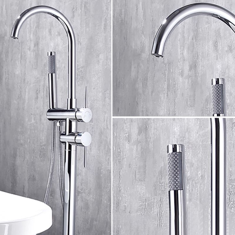 Floor Mounted Copper Freestanding Tub Filler Freestanding High Arc Tub Filler Trim