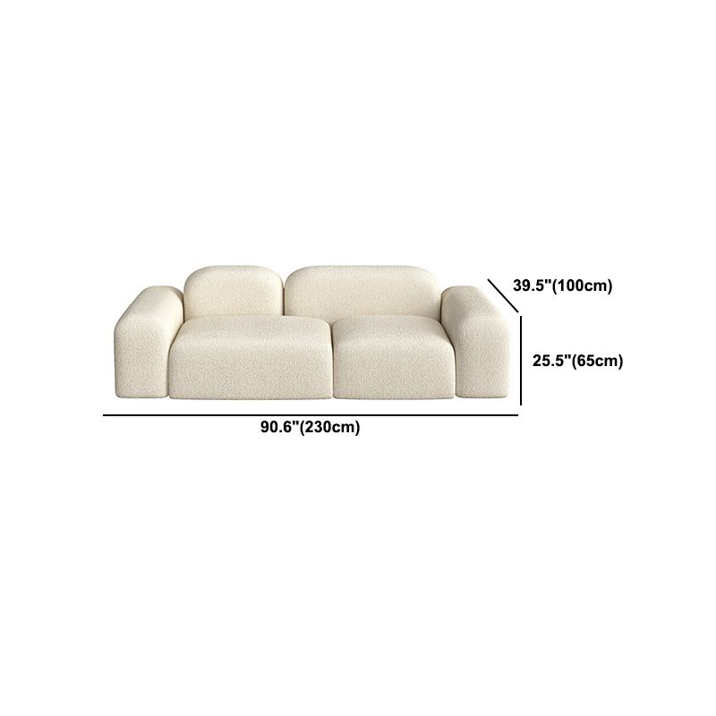 Contemporary Style Stationary Sofa Wool Rolled Arm Sofa in White