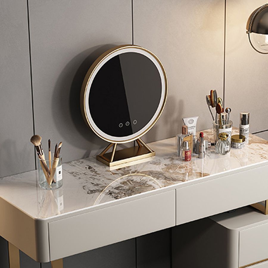 Glam 51.2" W Slate Vanity Desk and Stool in Gray with 4 Drawers