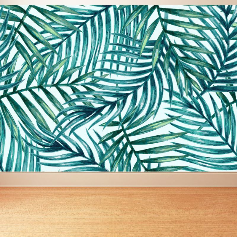 Green Leaves Mural Wallpaper Botanical Tropical Washable Wall Covering for Kitchen