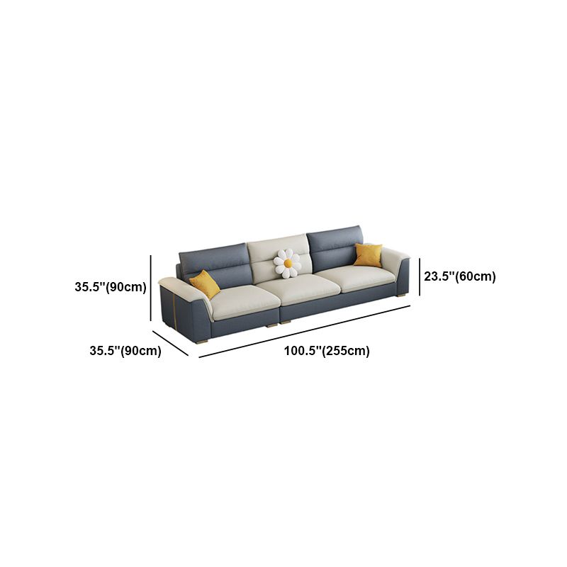 Glam Faux Leather Sofa & Chaise Square Arm Sofa for Living Room