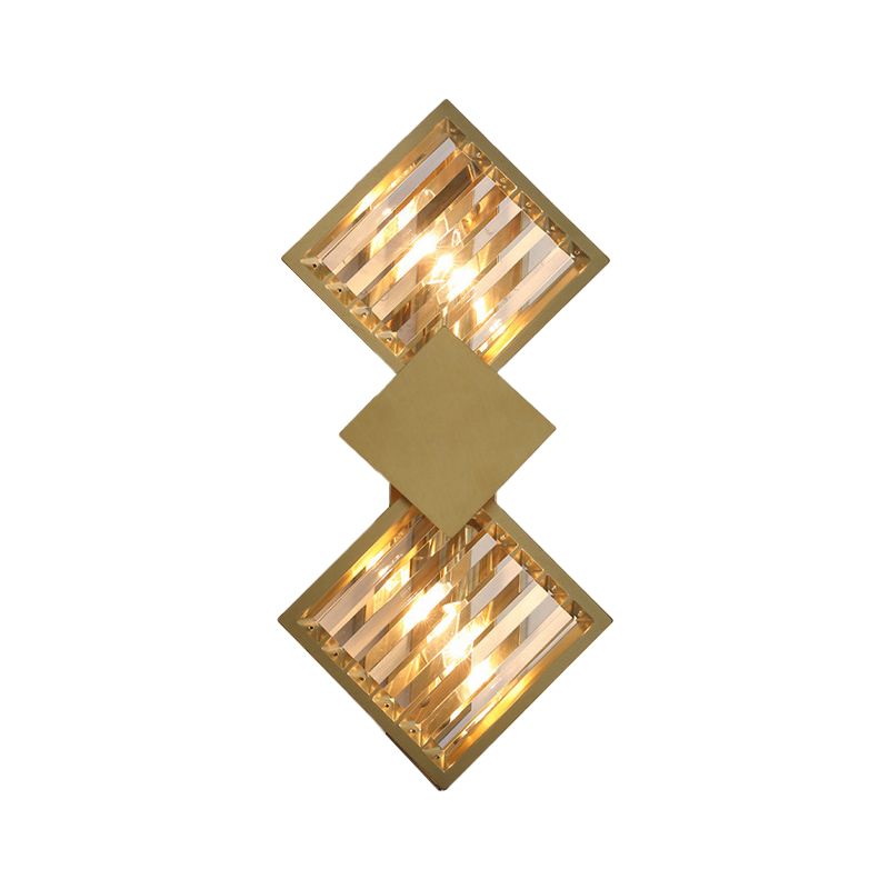 2-Light Geometric Wall Light Fixture Modern Crystal Wall Sconce Light