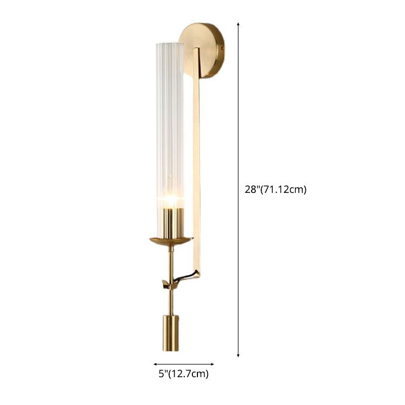 Contemporary Armed Wall Mounted Light Fixture 1-Light Glass Sconce Light for Bedroom