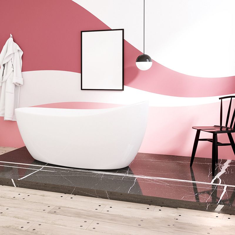 Acrylic Oval Bathtub for Bathroom Modern Soaking Freestanding Tub