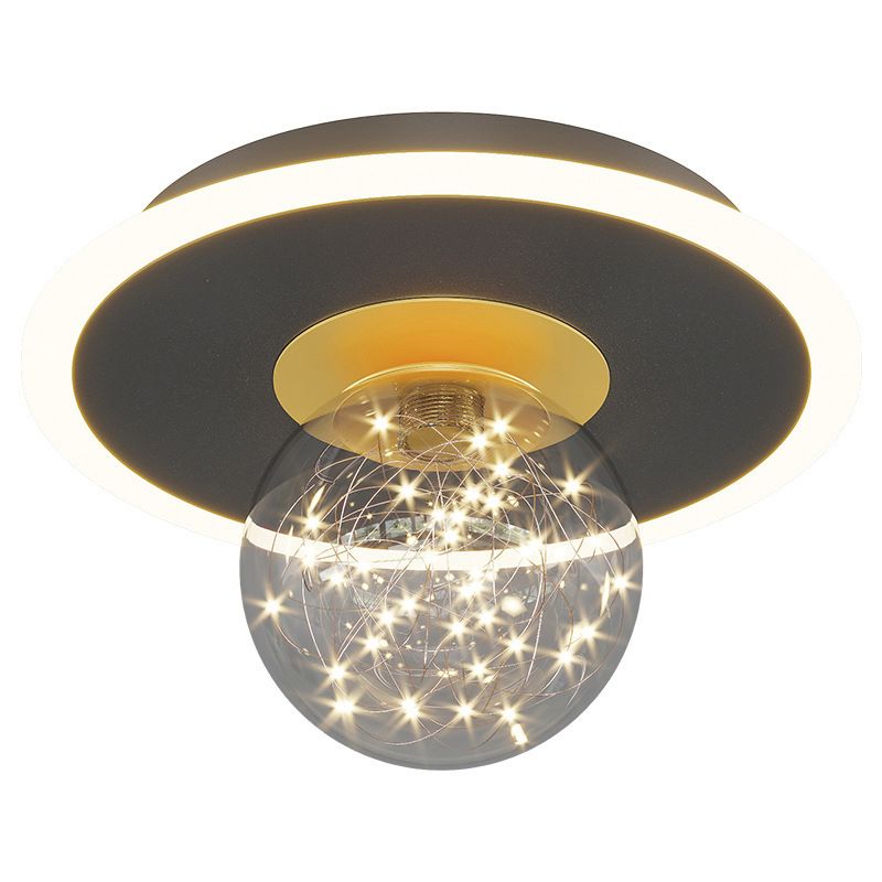 Glass Geometric Ceiling Light Fixture Nordic Style LED Ceiling Mounted Light in Black