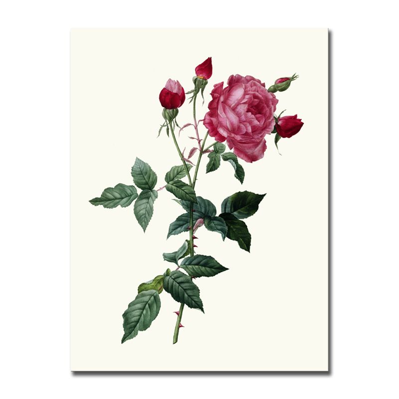 Light Color Rose Flower Pattern Wrapped Canvas Textured Modern Dining Room Painting