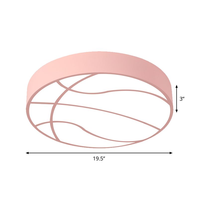 Pink Basketball Ceiling Lighting Modernism LED Acrylic Flush Mount Lamp in Warm/White Light