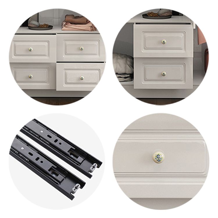 White French Country Wardrobe Armoire Engineered Wood Cabinet with Solid Wood Clothing Rod