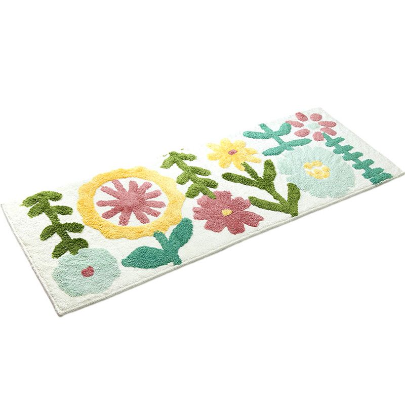 Casual Plant Patterned Rug Multi-Color Polyster Carpet Anti-Slip Backing Pet Friendly Washable Indoor Rug for Bedroom