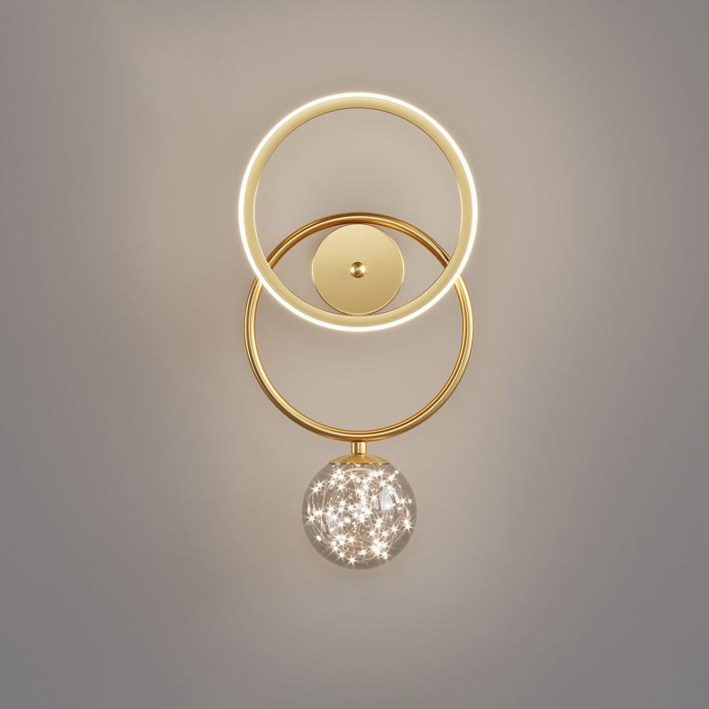 Glass Round Shape Wall Light Modern Style 2-Lights Wall Mount Light Fixture