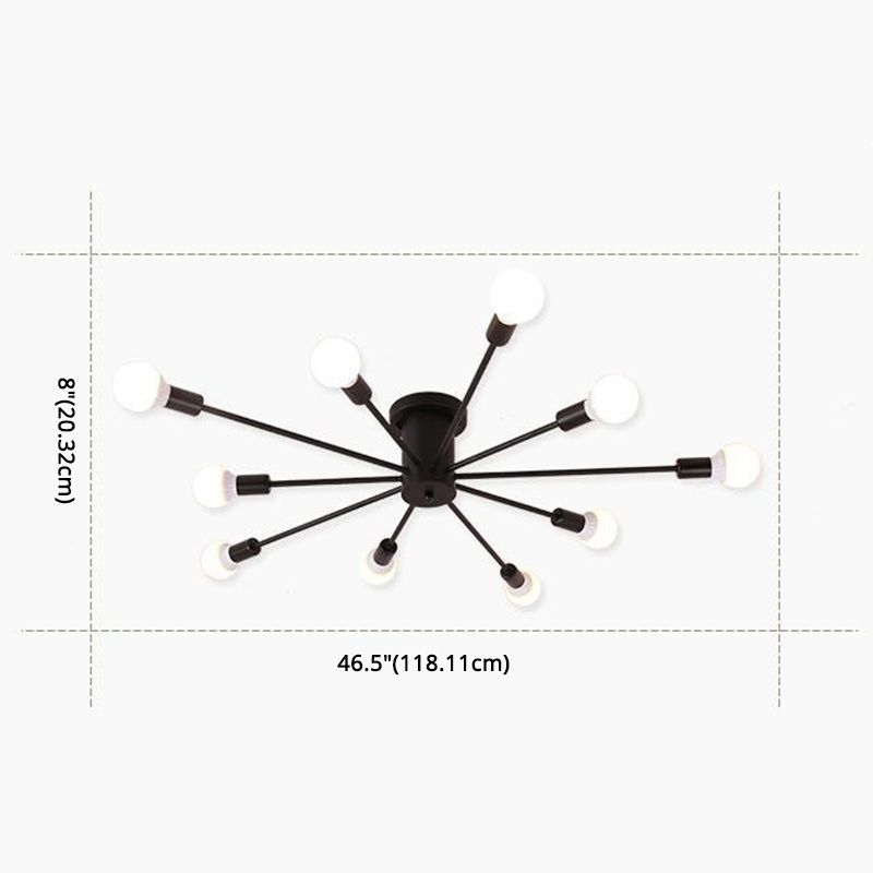 Sputnik Design Metal Semi Flush Light Fixtures Vintage Living Room Semi Flush Mount Ceiling Fixture
