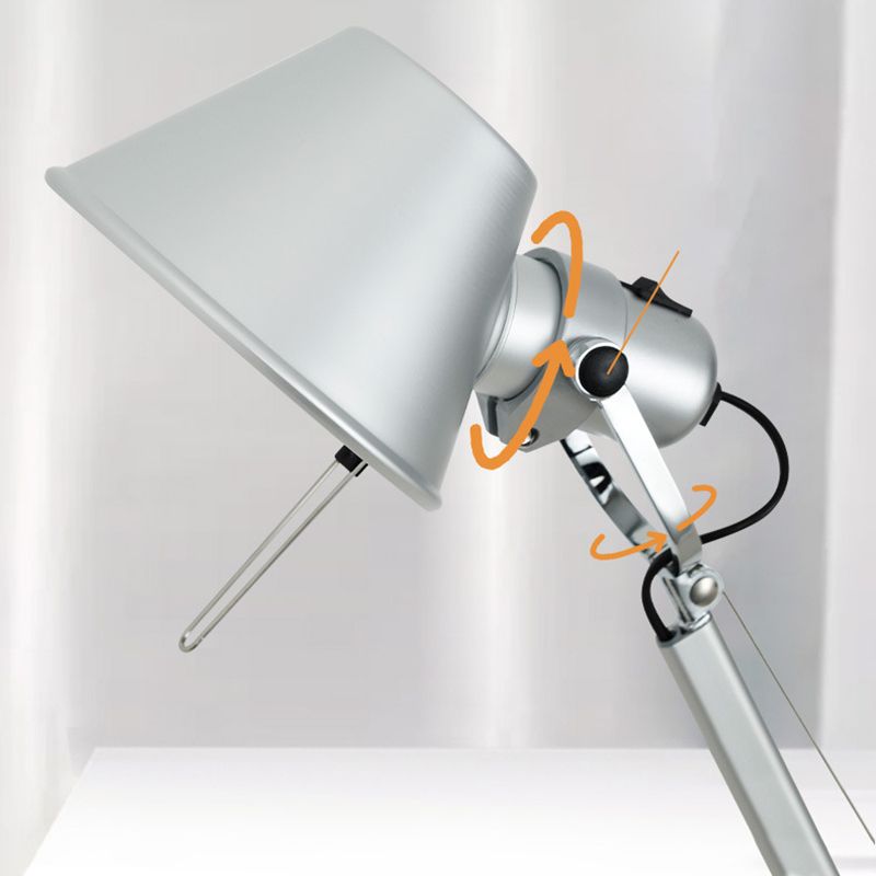 Modern Wall Sconce Cone Shape Wall Light with Metal Shade in Silver for Living Room