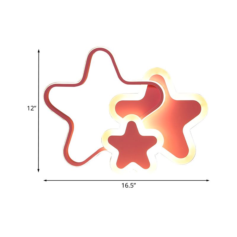 16.5"/20.5" W LED Girls Bedroom Flushmount Lighting Kids Pink Ceiling Flush Mount with Star Acrylic Shade