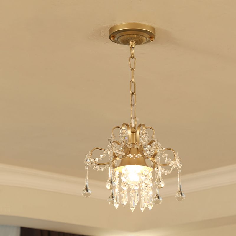 Braccio curvo oro a sospensione lampada da lampada in metallo 1 kit lampadario portico lampadina con accento cristallino