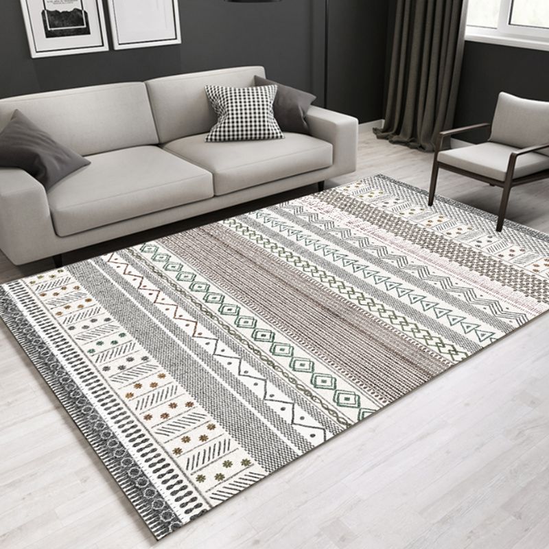 Boho-Chic Striped Rug Classical Reclaimed Area Rug Stain Resistant Area Carpet for Home Decoration