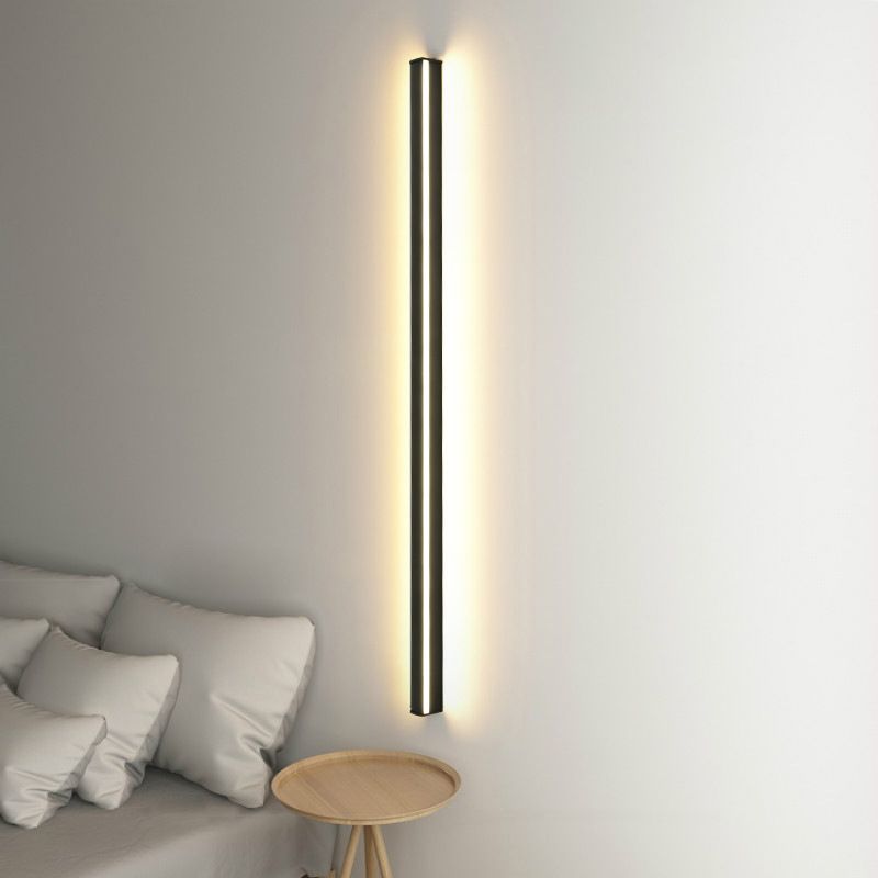 Modern Metal Wall Sconce Linear Shape Vanity Lamp with Plastic Shade for Bathroom