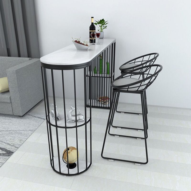 Specialty Pub Table Glam Bar Height Stone Top Bar Table for Living Room