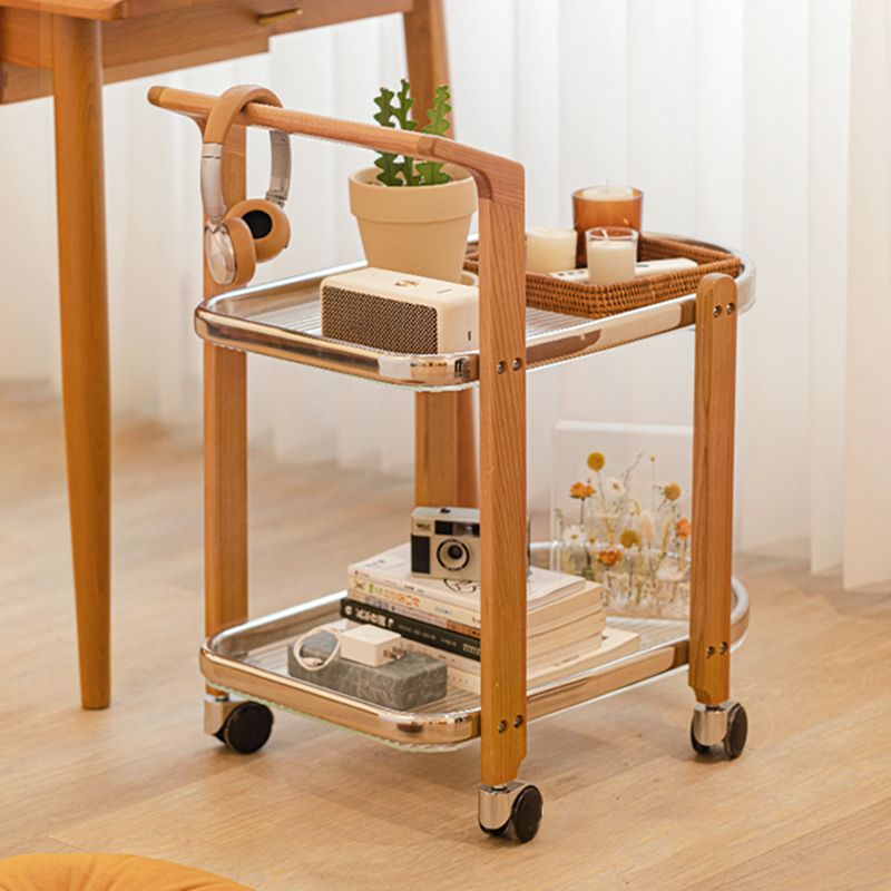 15" Wide Contemporary Corner Table Solid Wood Double Tier Accent Side Table