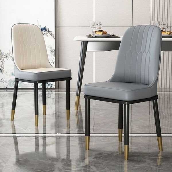 Chaise d'intérieur scandinave avec dossier Parsons rembourré en métal, chaise de salle à manger