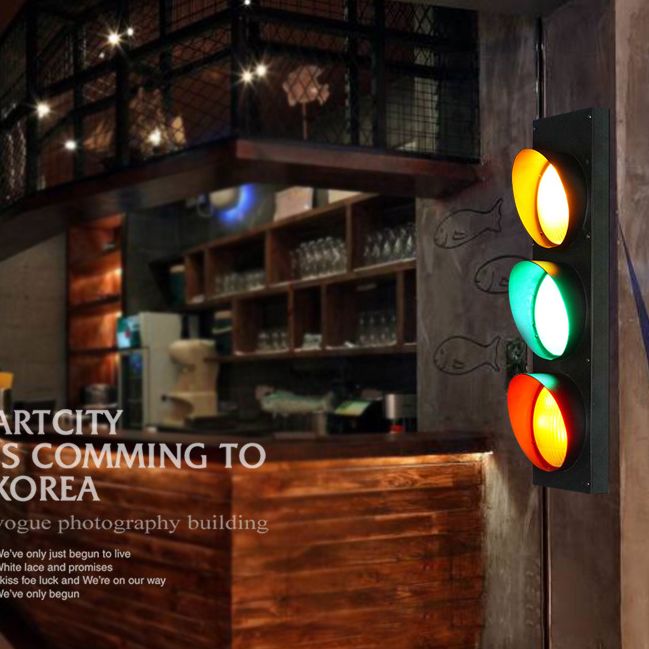 Indoor Decoration Wall Mount Light Creative Traffic Light Sconce Light for Coffee Shop